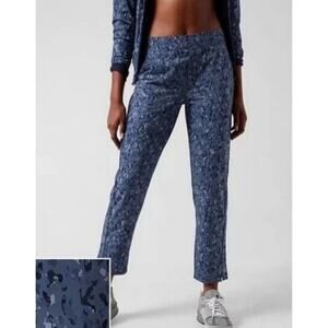 Athleta Brooklyn Ankle Pant Captivate Chrome Blue Pattern Pull On Lightweight